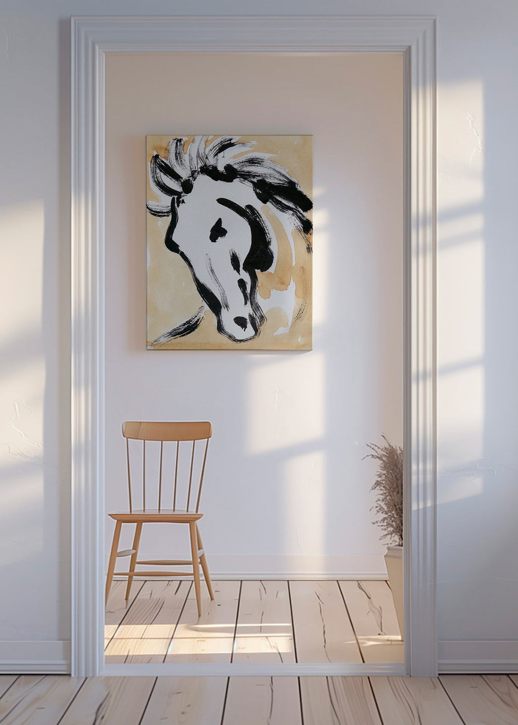 Paard in inkt, gestuele kunst – Canvas
