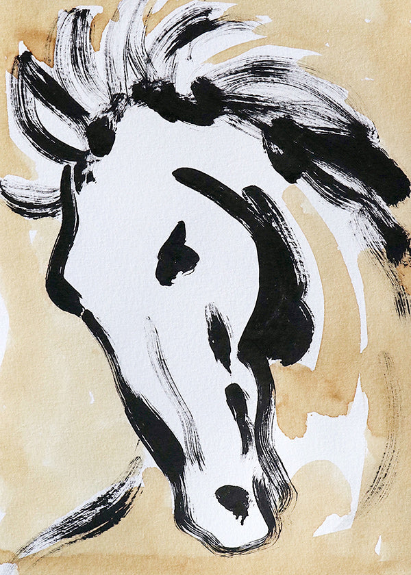 Paard in inkt, gestuele kunst