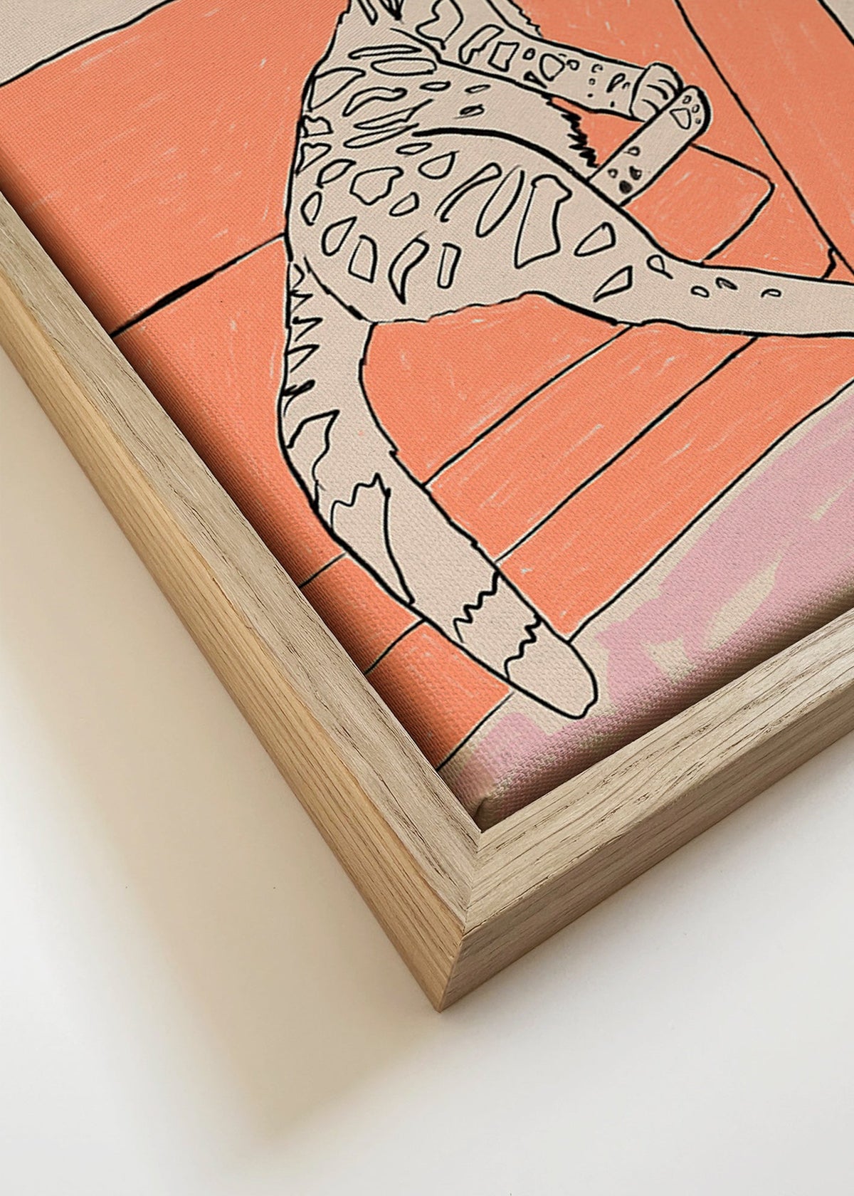 Keuken kunst: kat met cocktail op bank – Canvas detail