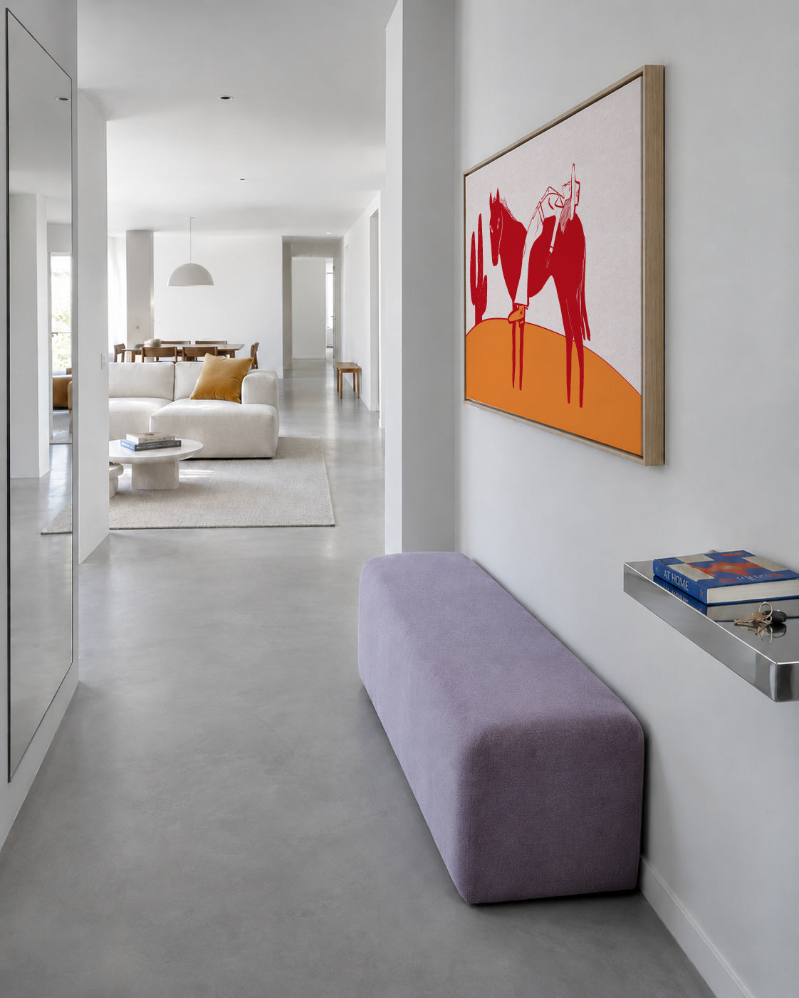Day of rest COW GIRL - Framed canvas in an interior