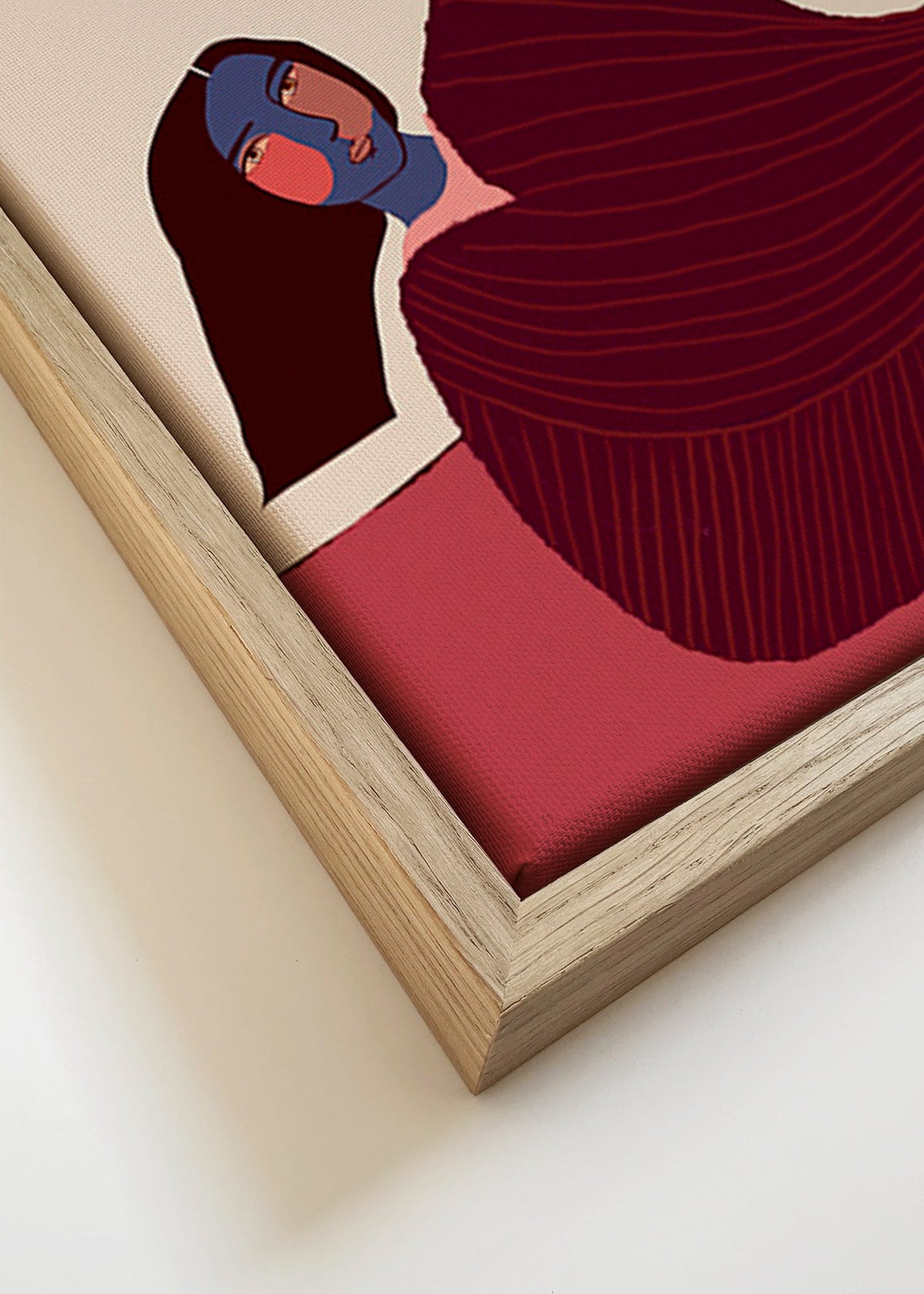 Illustratie van liggende figuur met konijn – Canvas detail