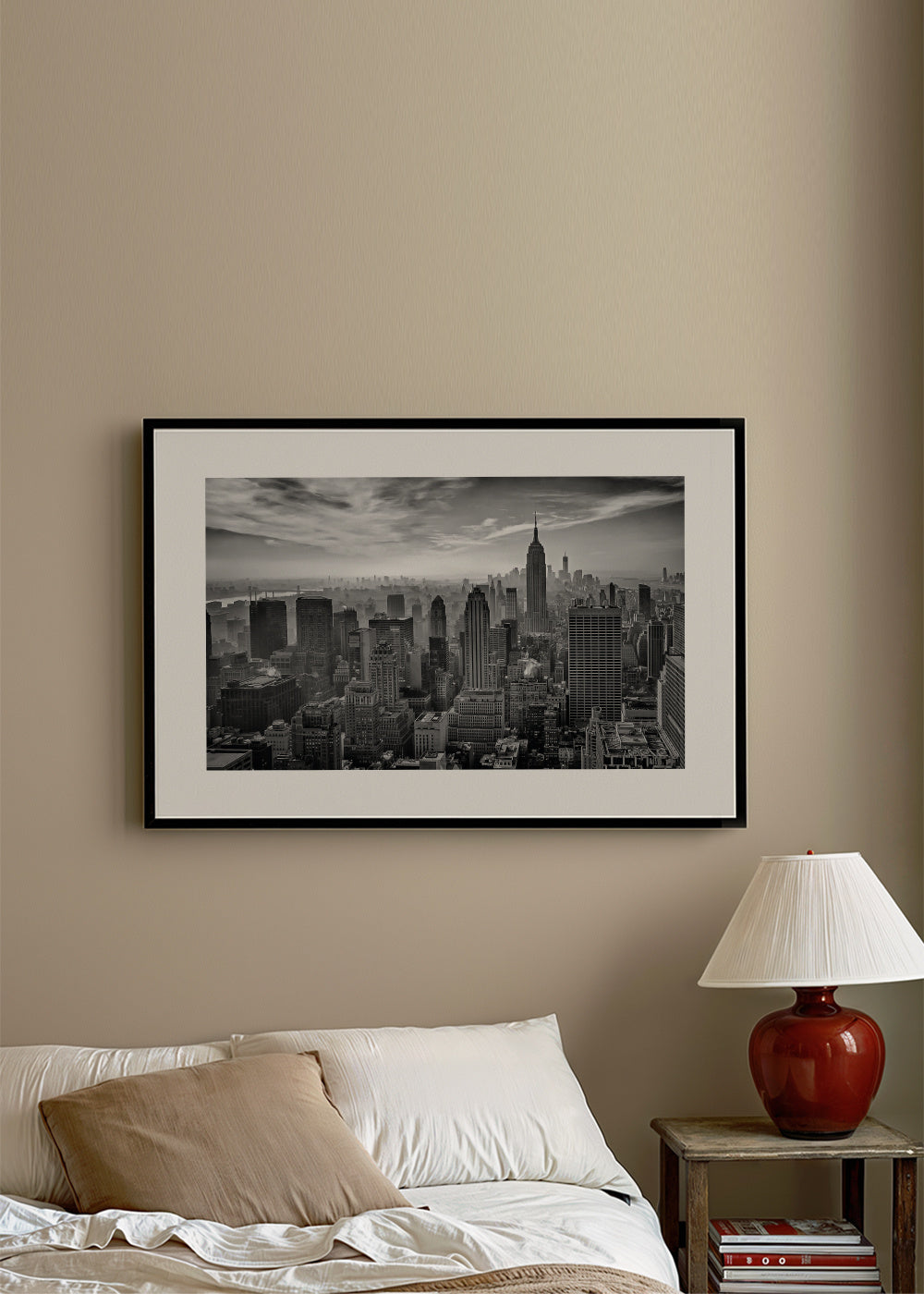 Hazy Gotham - Framed poster in an interior