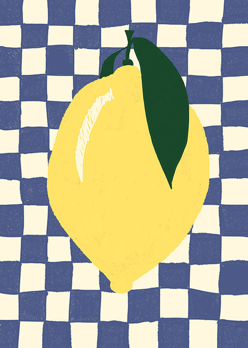 Keuken kunst: citroenillustratie op dambord