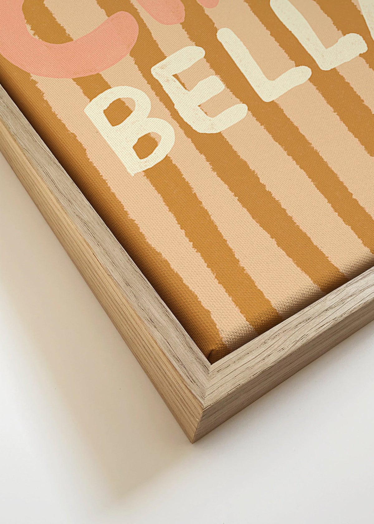 Illustratie Ciao Bella met geroosterde strepen – Canvas detail
