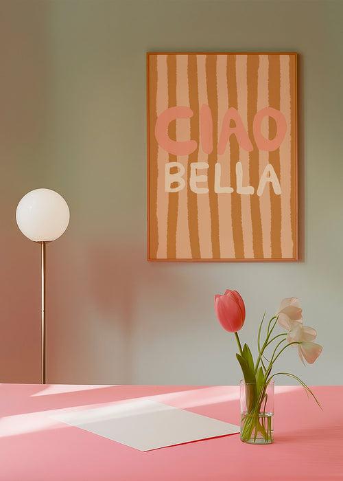 Illustratie Ciao Bella met geroosterde strepen – Product1