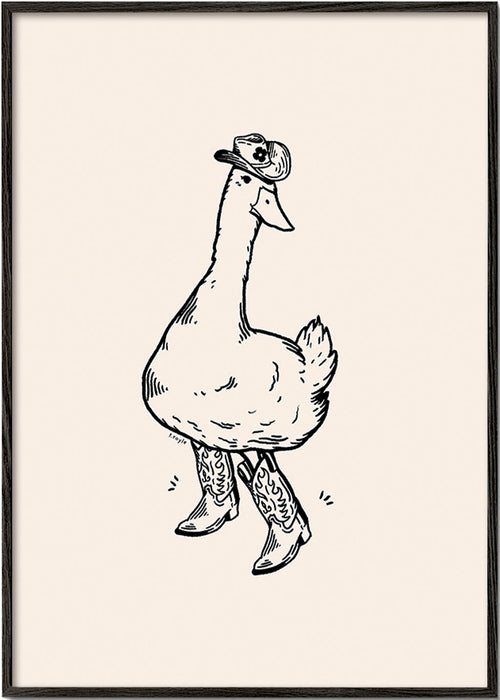 Eend in cowboystijl illustratie – Black Frame