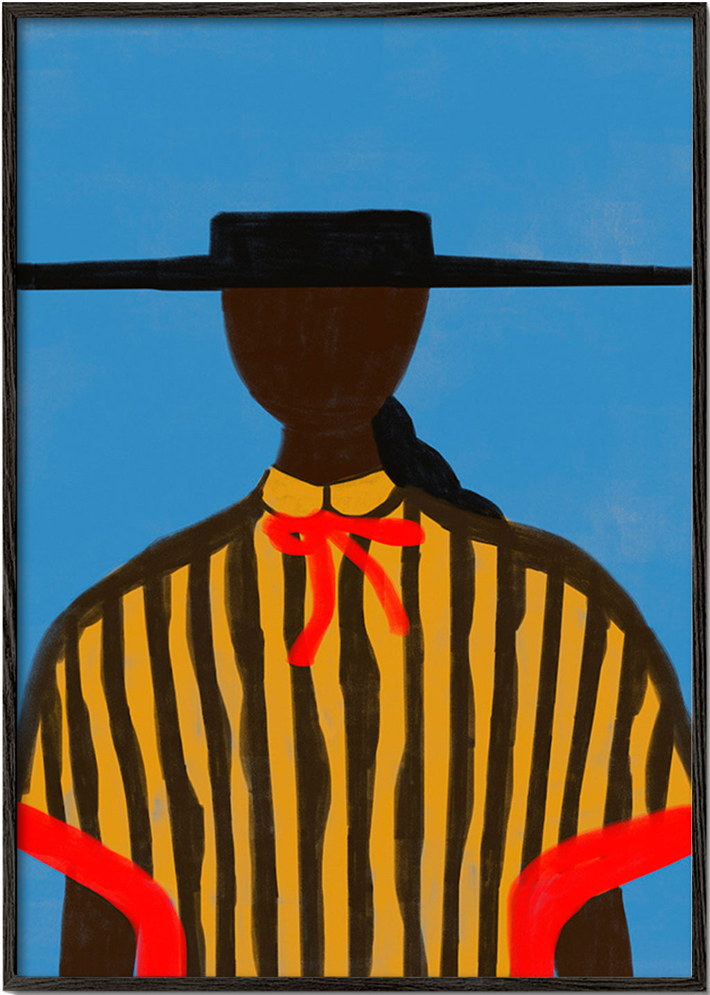 Illustratie van figuur met hoed en strepen – Black Frame