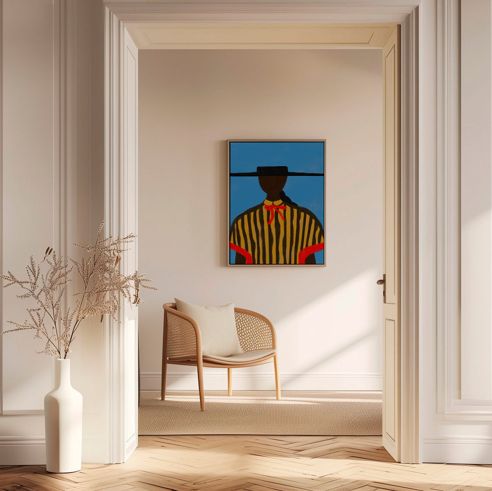 Illustratie van figuur met hoed en strepen – Canvas1