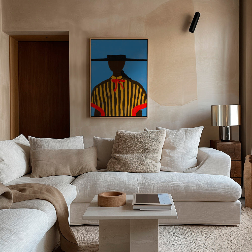 Illustratie van figuur met hoed en strepen – Canvas2