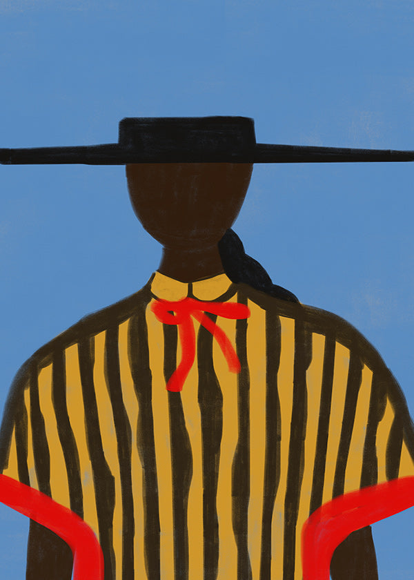 Illustratie van figuur met hoed en strepen