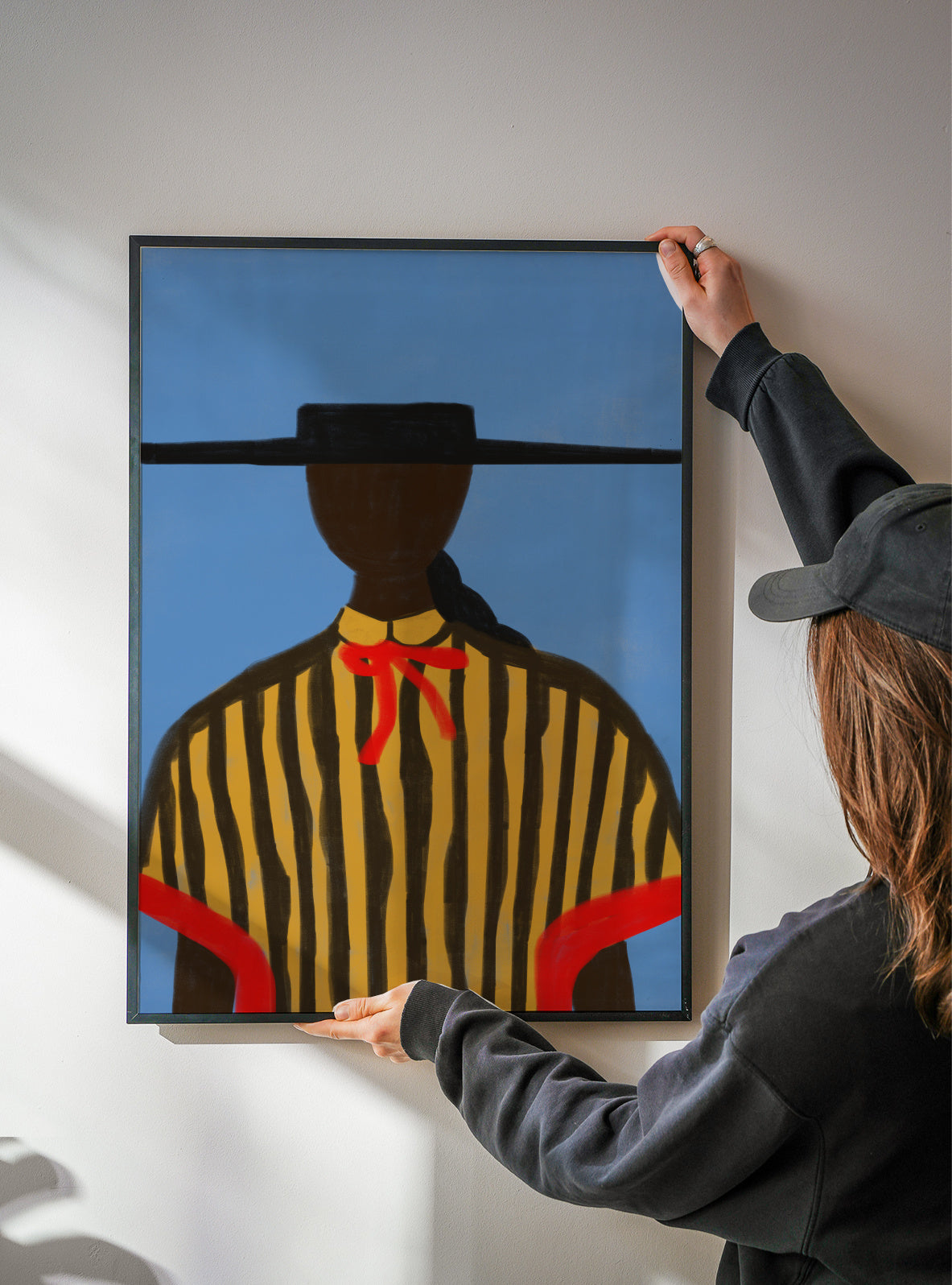 Bold Hat Woman and Stripes New Mexico Style - Framed poster detail