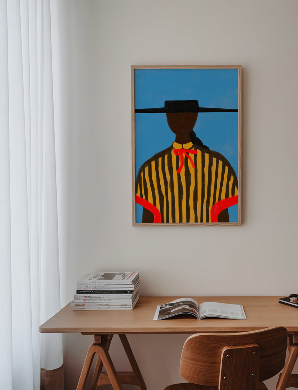 Illustratie van figuur met hoed en strepen
