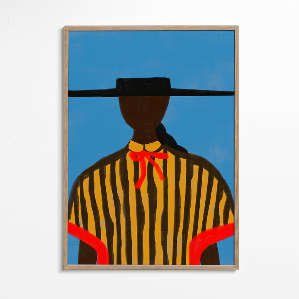 Illustratie van figuur met hoed en strepen – Oak Frame