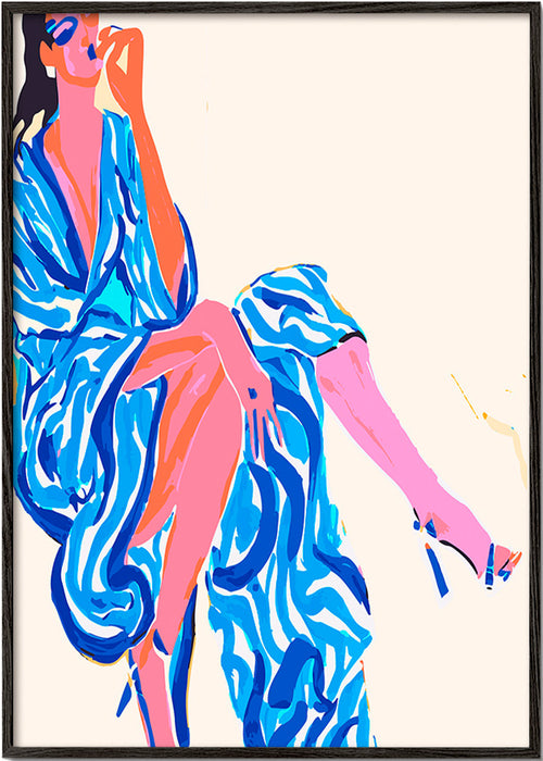 Illustratie vrouw in patroonachtige robe – Black Frame