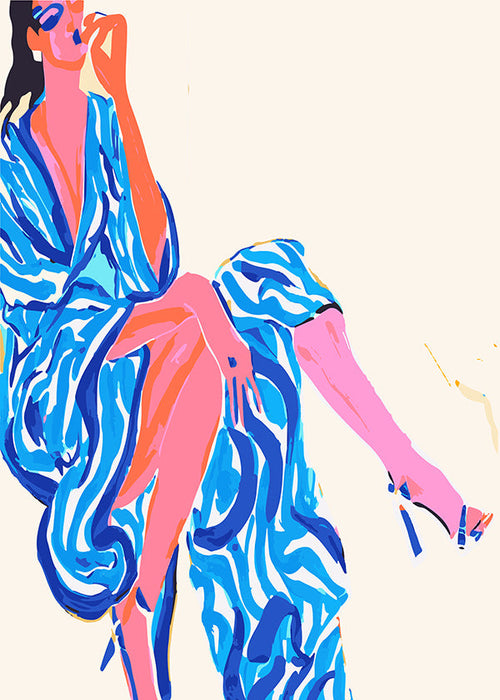 Illustratie vrouw in patroonachtige robe
