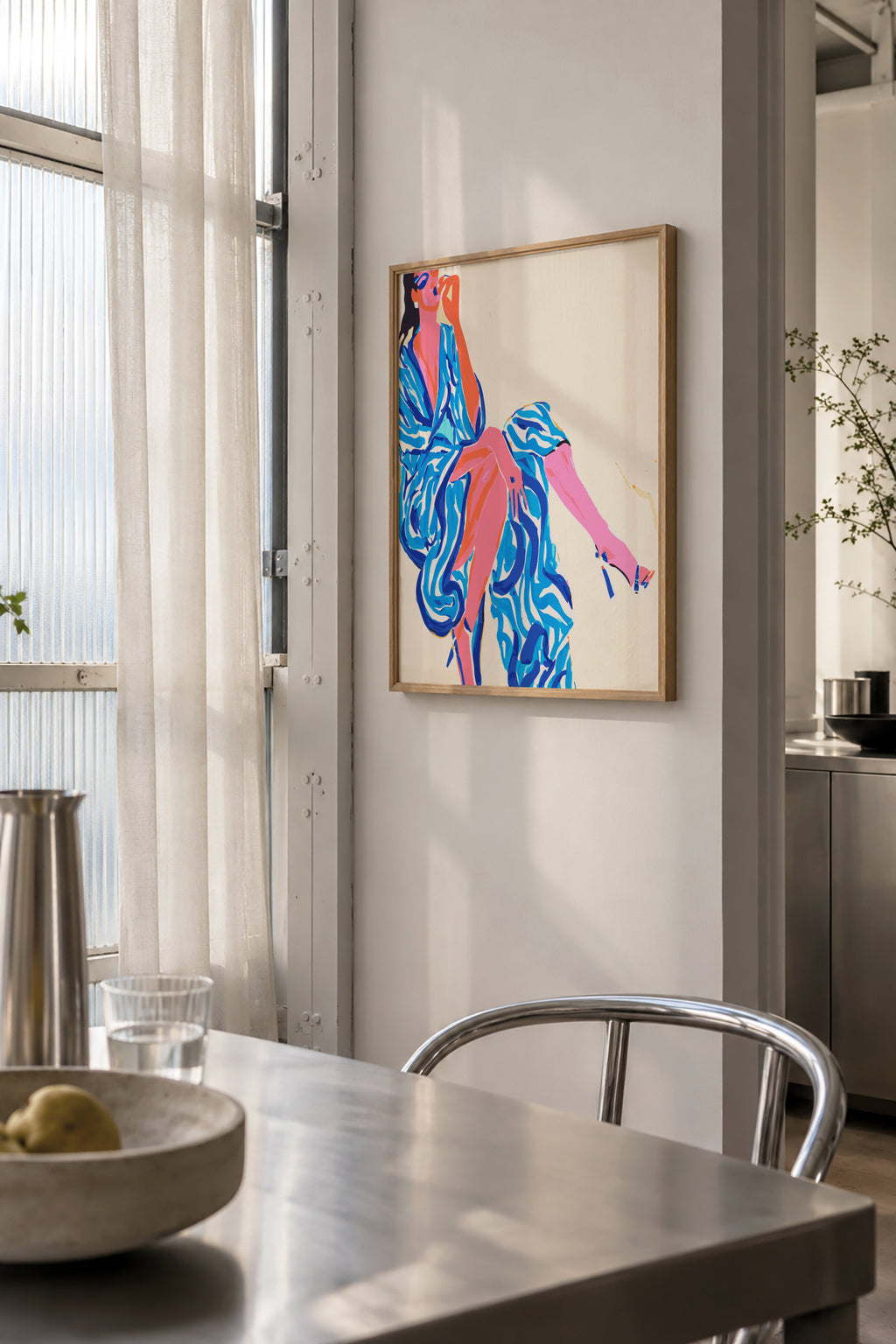 Portrait Woman in robe - Framed poster in an interior