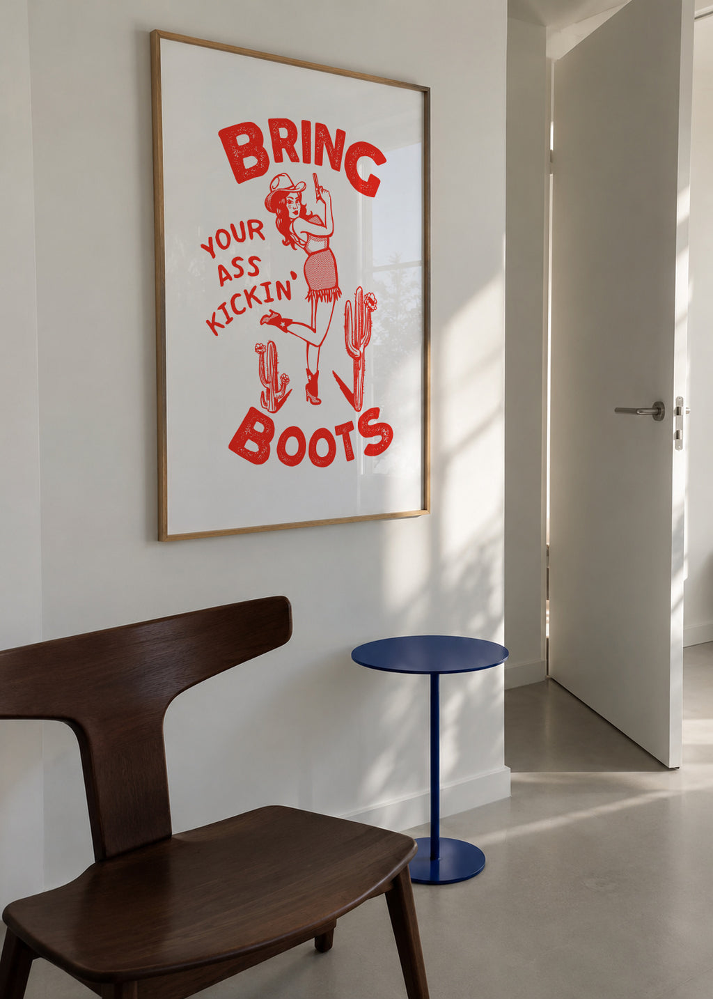 Ass Kicking Boots Funny Western Cowgirl - Framed poster in an interior