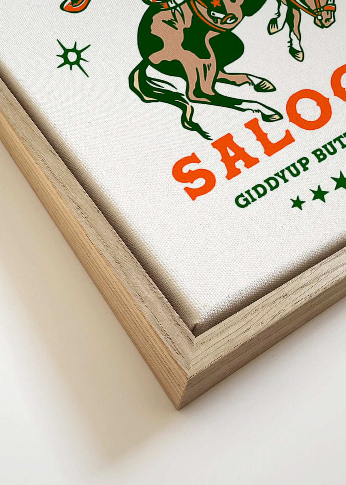 Vintage rodeo poster met geïllustreerde cowgirl – Canvas detail