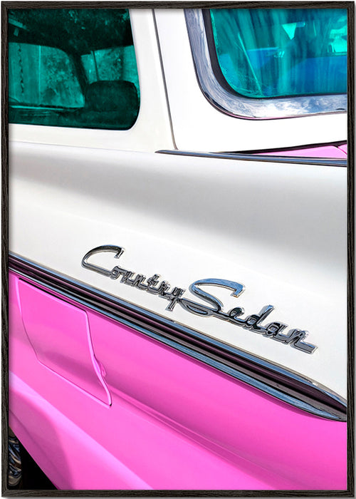 Vintage print Country Sedan chroomdetail – Black Frame
