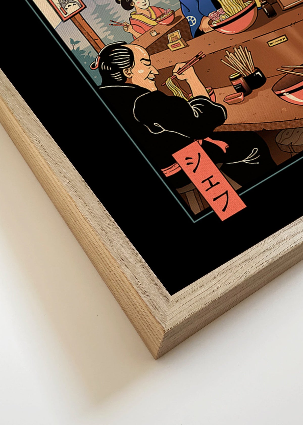 Keuken kunst Ramen Meowster, geïllustreerde ramen-kat – Canvas detail