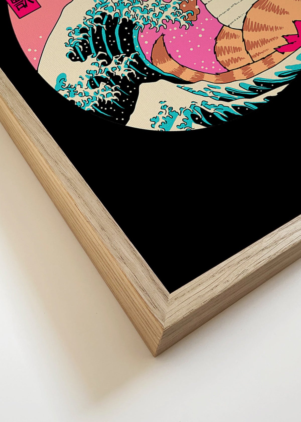 Kaiju-katillustratie met golf – Canvas detail