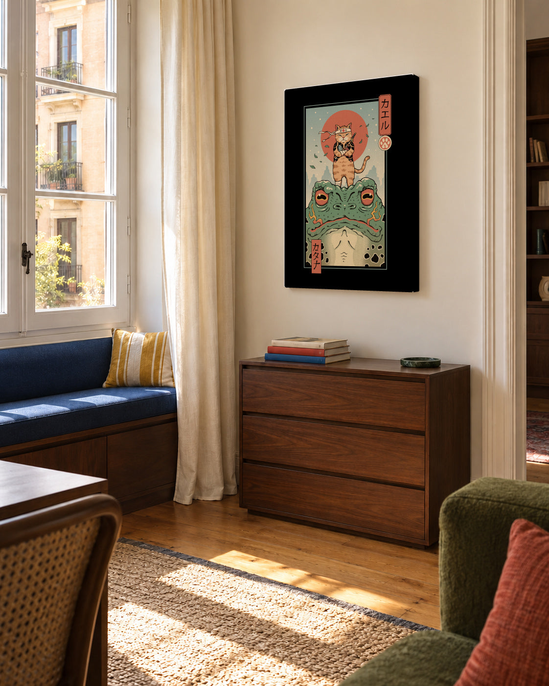 Catana and the Big Frog By Vincent Trinidad Art - Unframed canvas in an interior