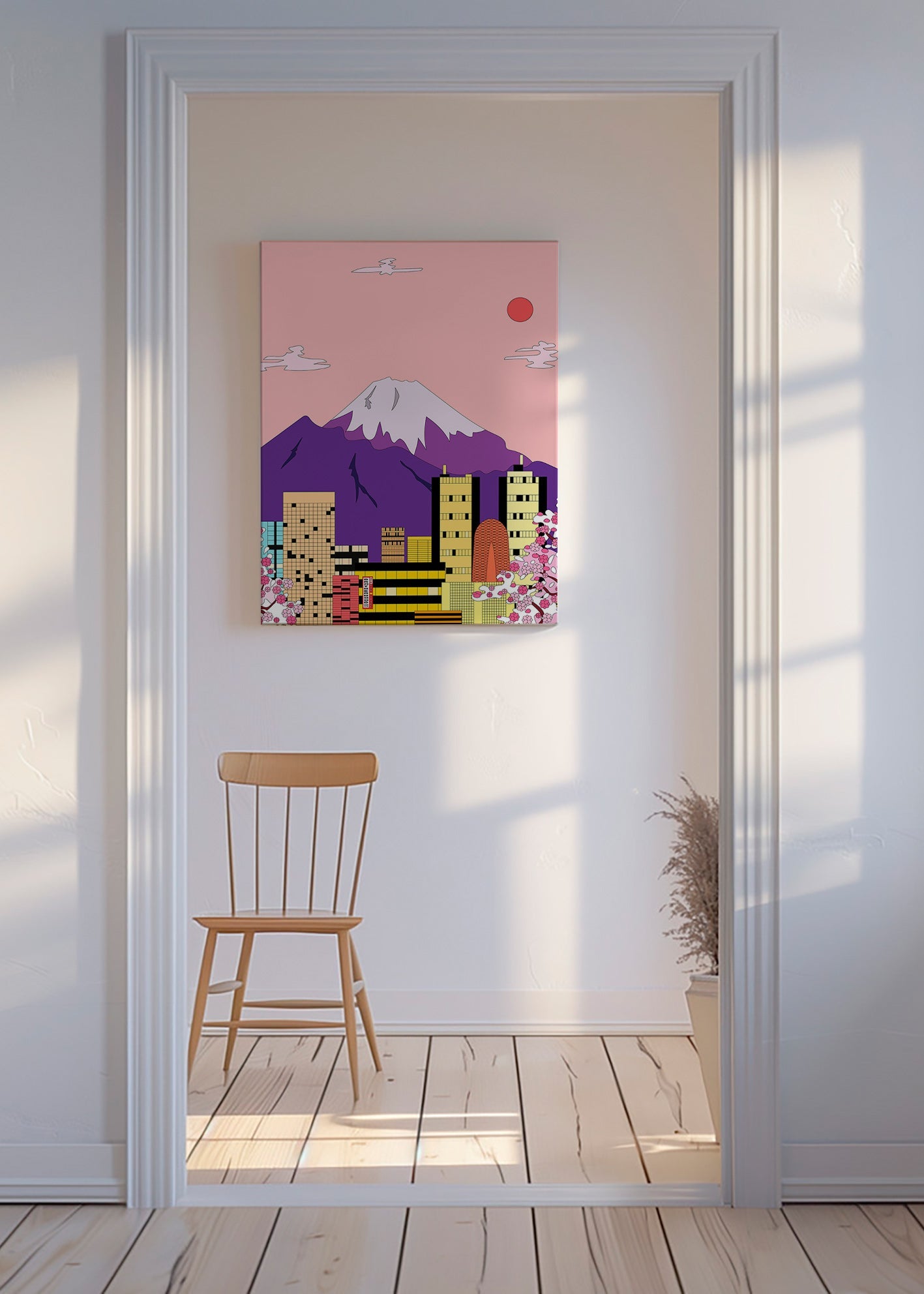 Cuadro de ciudades con Fuji y sakura – Canvas