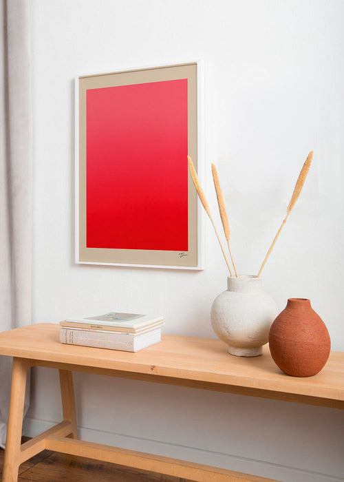 Abstract kunstwerk rood verloop met handtekening – Product1