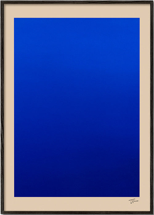 Abstract kunst blauw vlak met beige rand – Black Frame