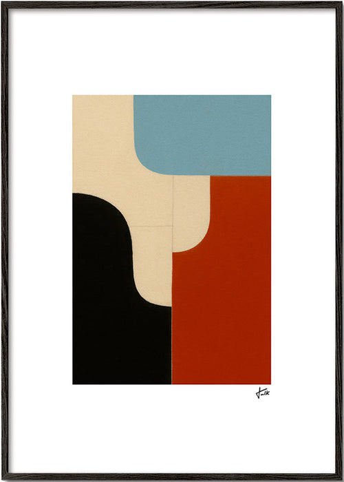 Geometrische print met modulaire curven – Black Frame