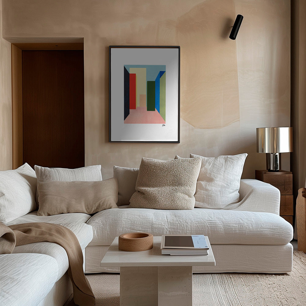 Geometrische poster kleurblok gang – Canvas1