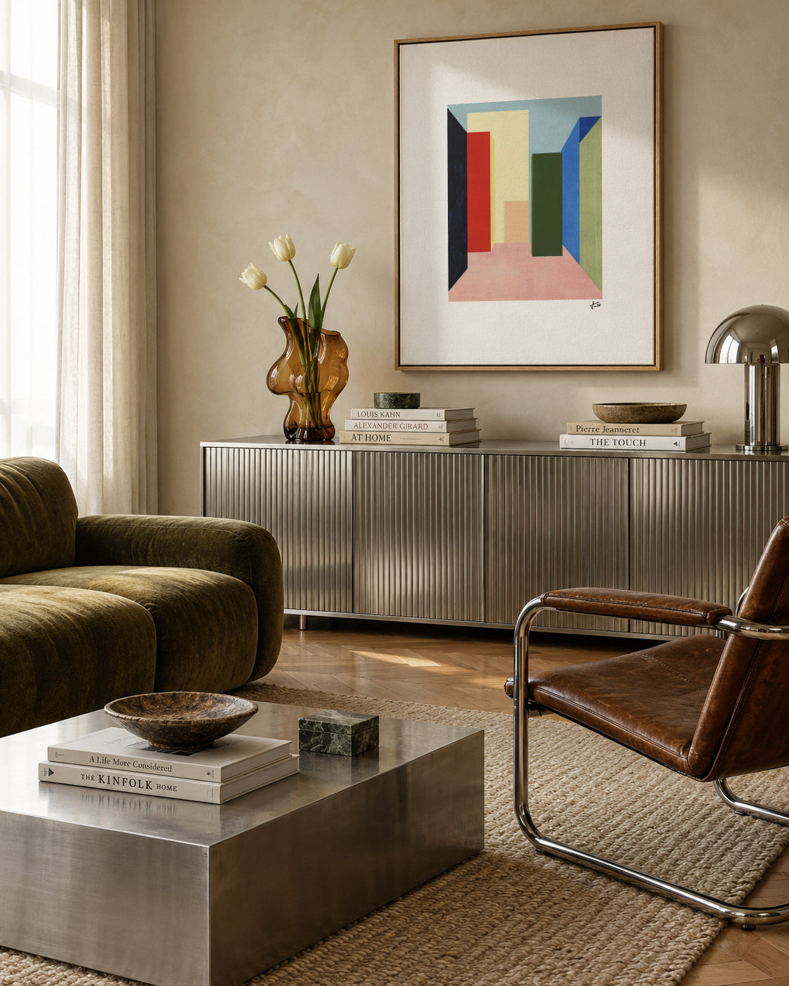 Silent Corridor I - Framed canvas in an interior
