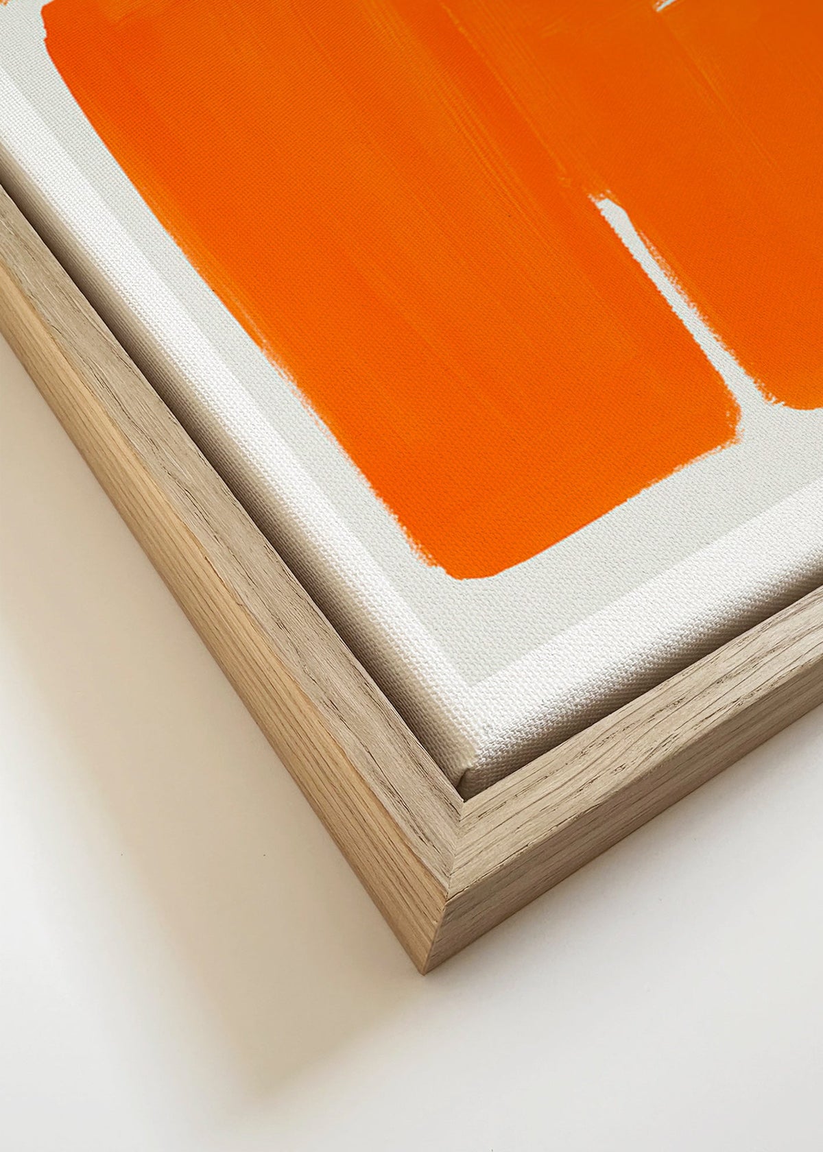Geometrische poster met oranje blokken – Canvas detail
