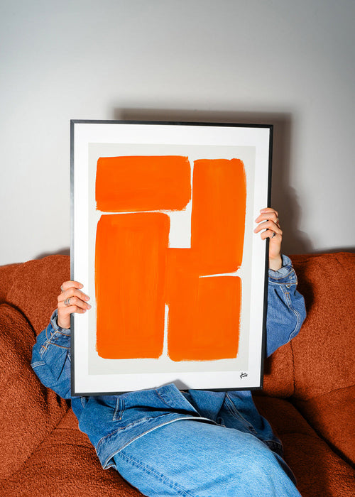 Geometrische poster met oranje blokken – Product1