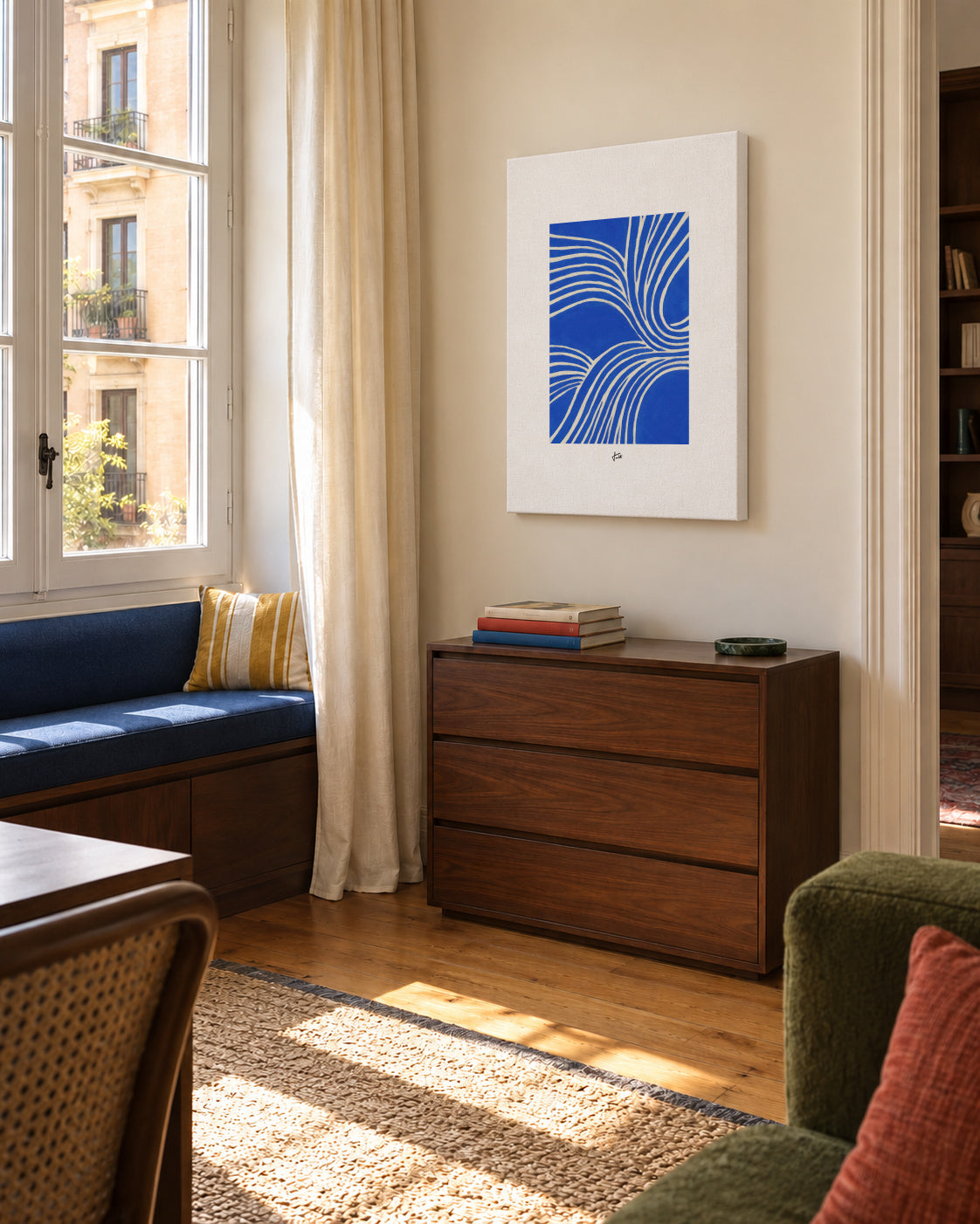 Electric Flow - Unframed canvas in an interior