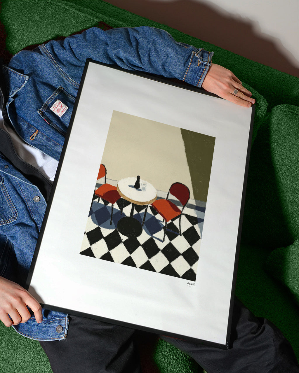 Checkered Cafe - Framed poster detail