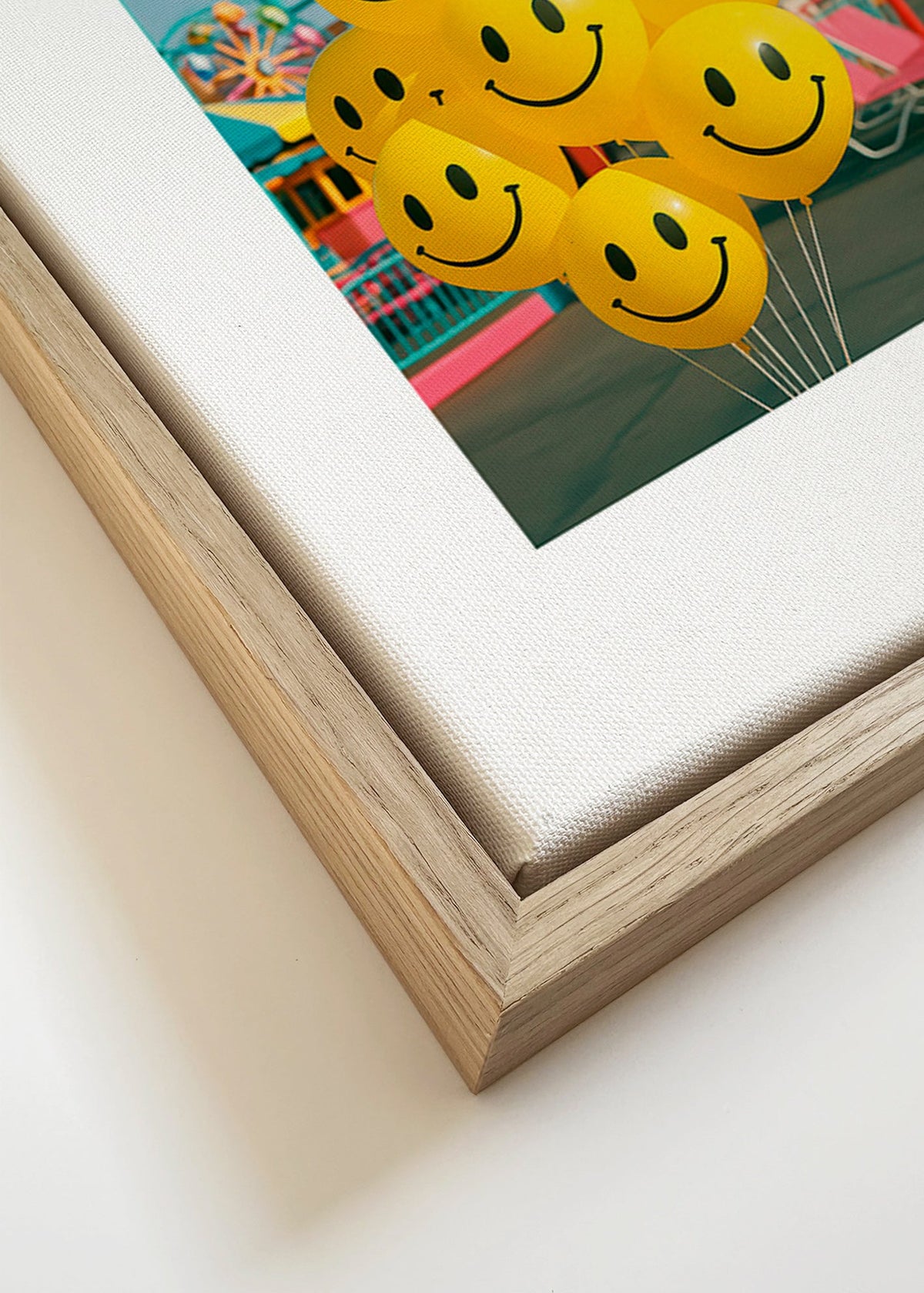 Fotografie van glimlachballonnen op de kermis – Canvas detail