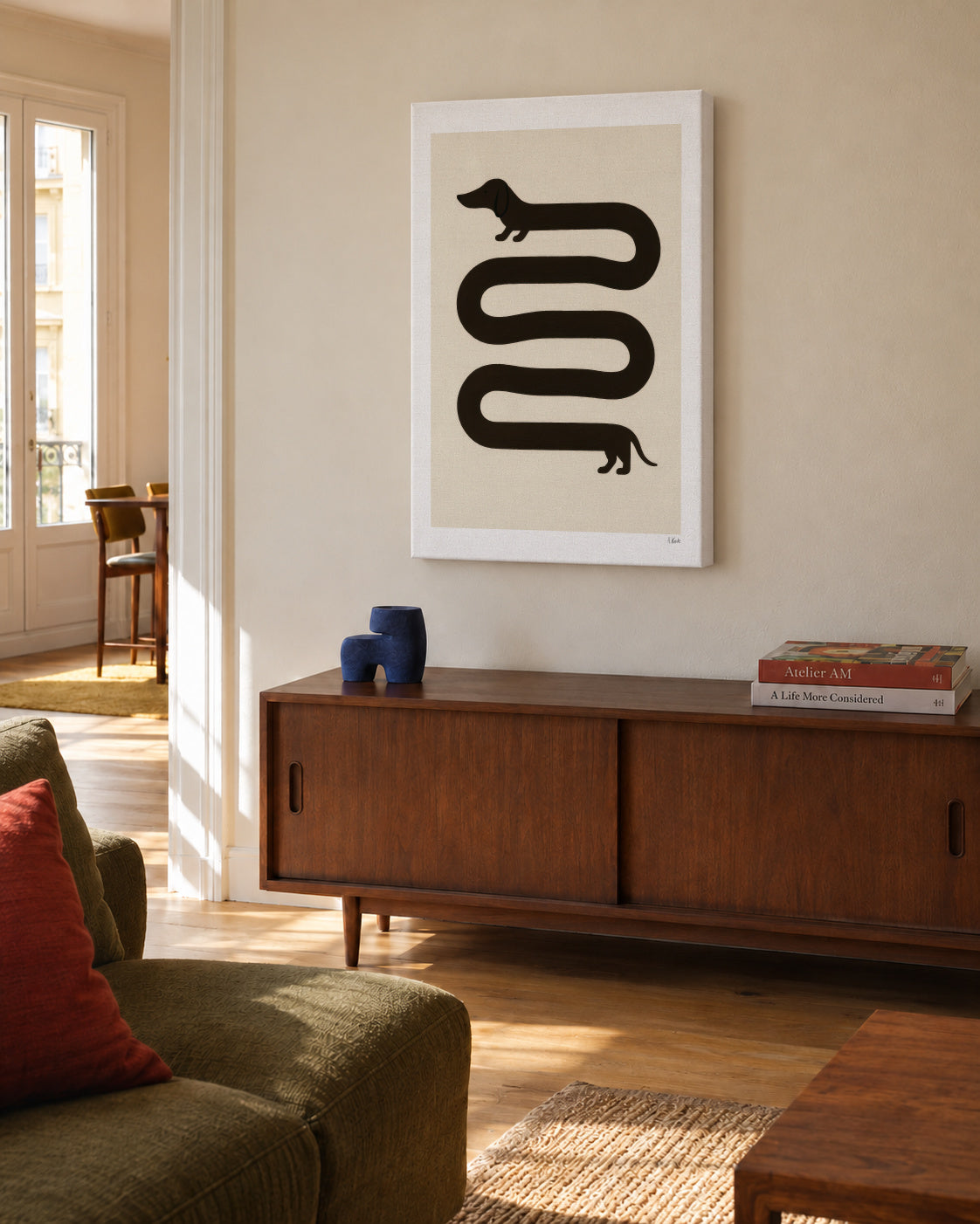 Long Dog - Unframed canvas in an interior
