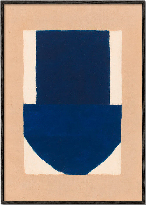 Geometrisch poster blauw en beige – Black Frame