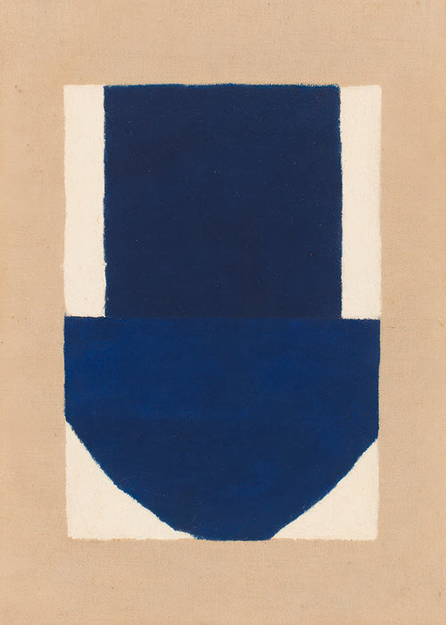 Geometrisch poster blauw en beige