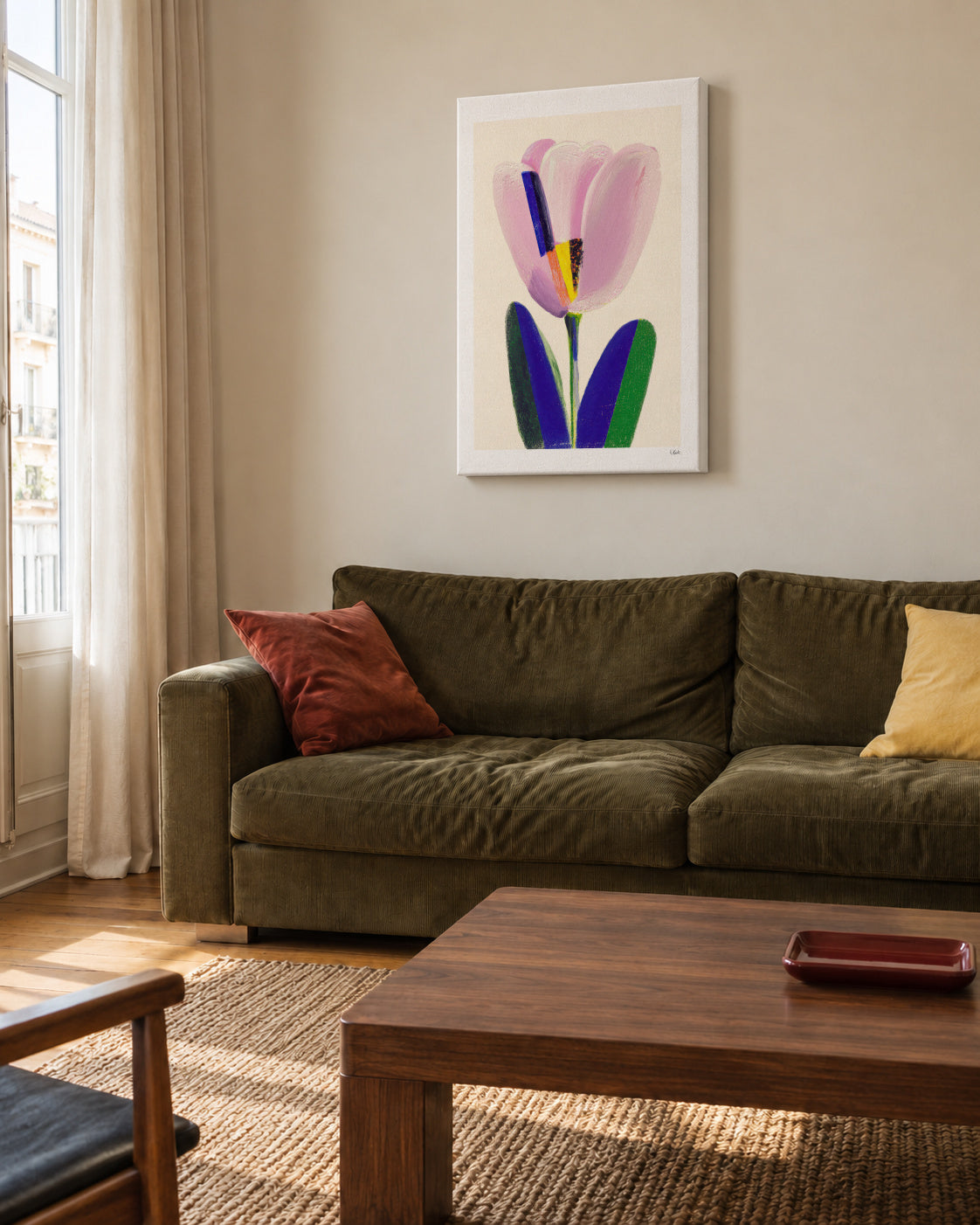 Soft Tulip - Unframed canvas in an interior