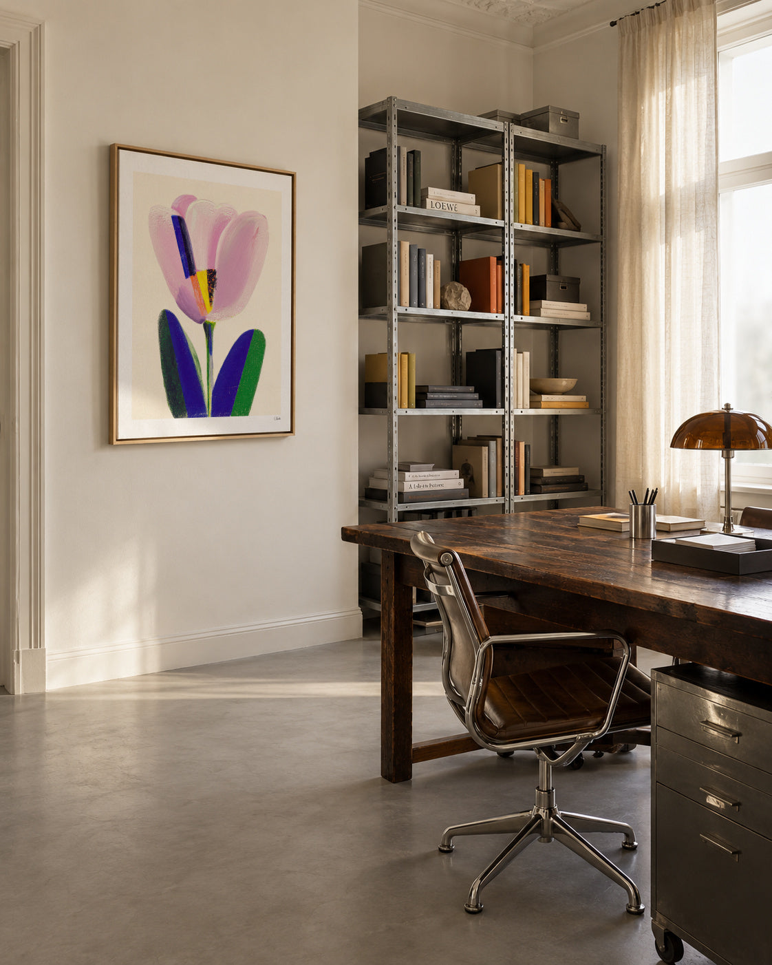 Soft Tulip - Framed canvas in an interior