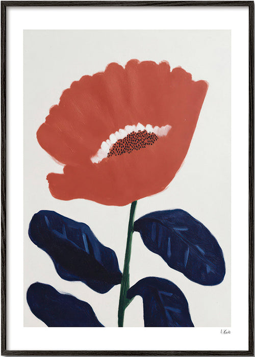 Botanische print koraalbloem – Black Frame
