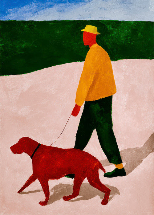 Kunstwerk rode hond wandeling