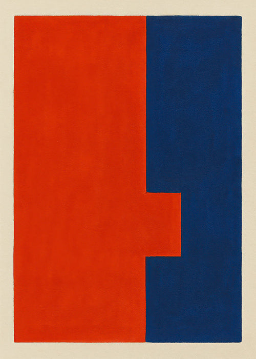 Abstract verticale kunst rood en blauw