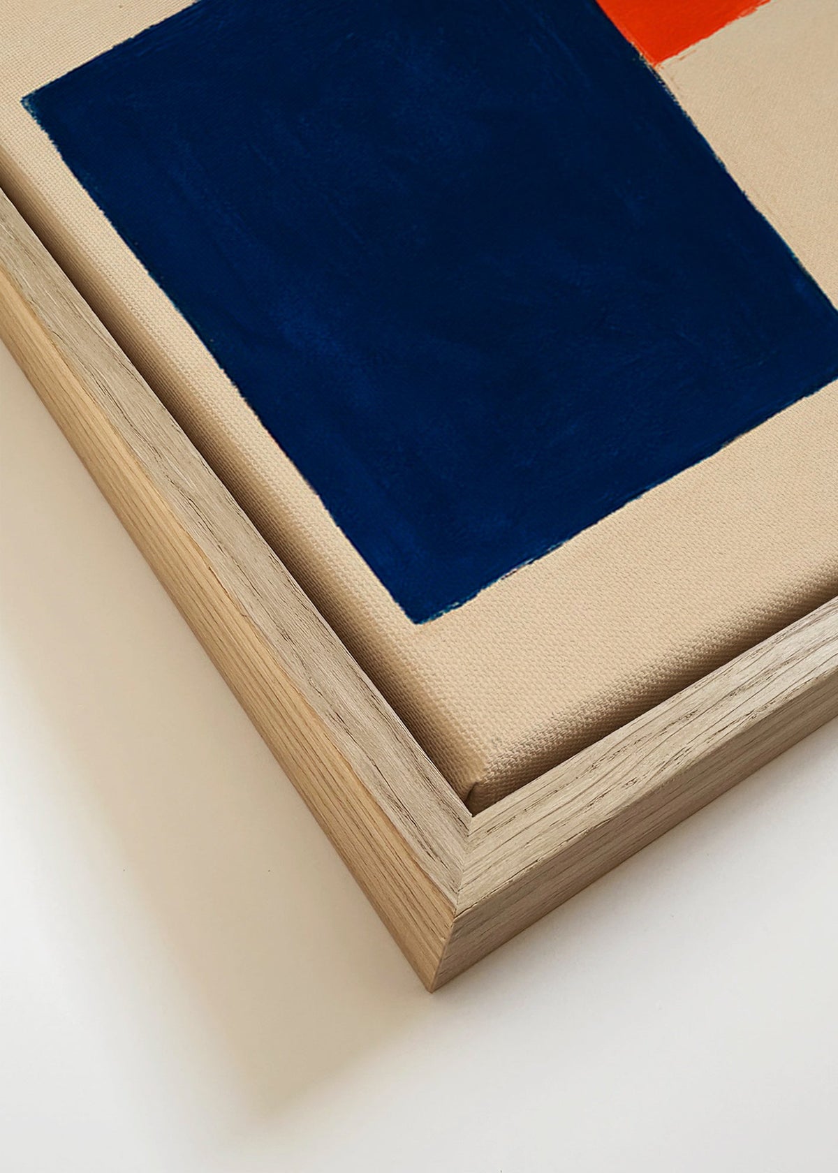 Abstract kunst: overlappende rode en blauwe rechthoeken – Canvas detail