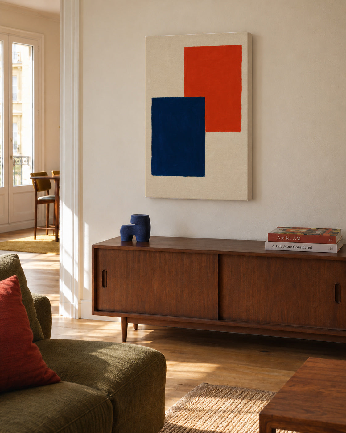 Midnight Overlap - Unframed canvas in an interior