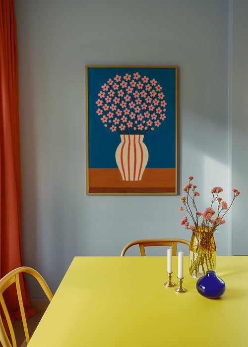 Botanische poster: vaas met roze bloemen – Product1