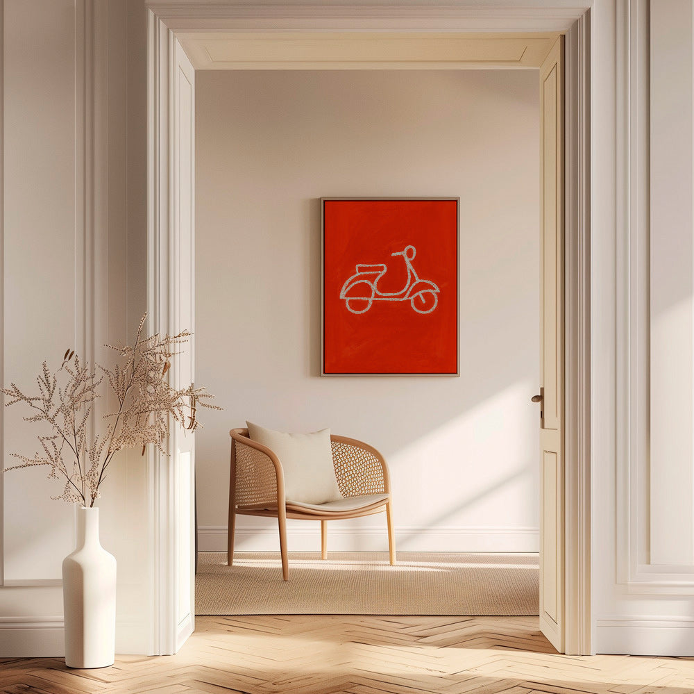 Ilustración scooter rojo minimal – Canvas1