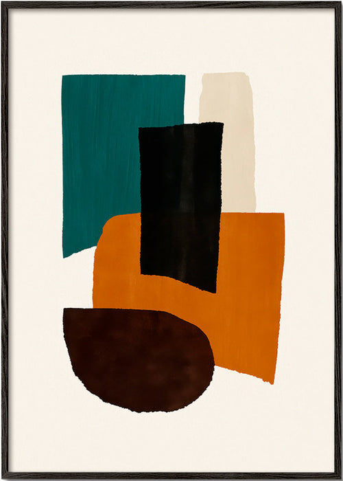 Abstract kunstwerk met aardse blokken – Black Frame